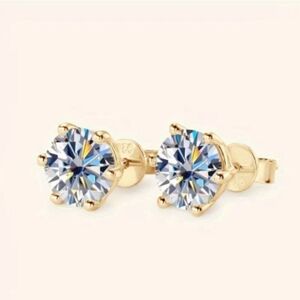 Genuine Certified Moissanite Earrings 18k Gold over Sterling Silver ✨️